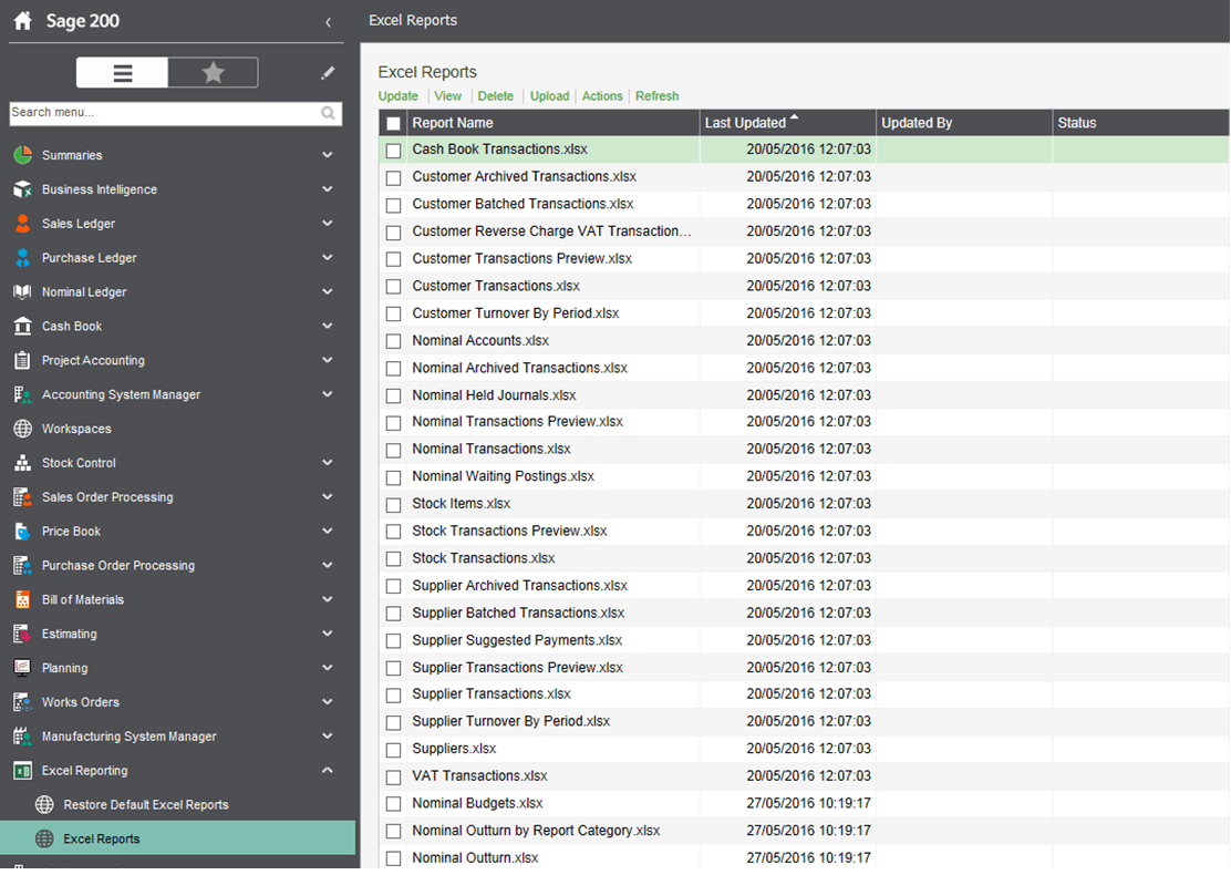 Sage 200 Excel Reporting