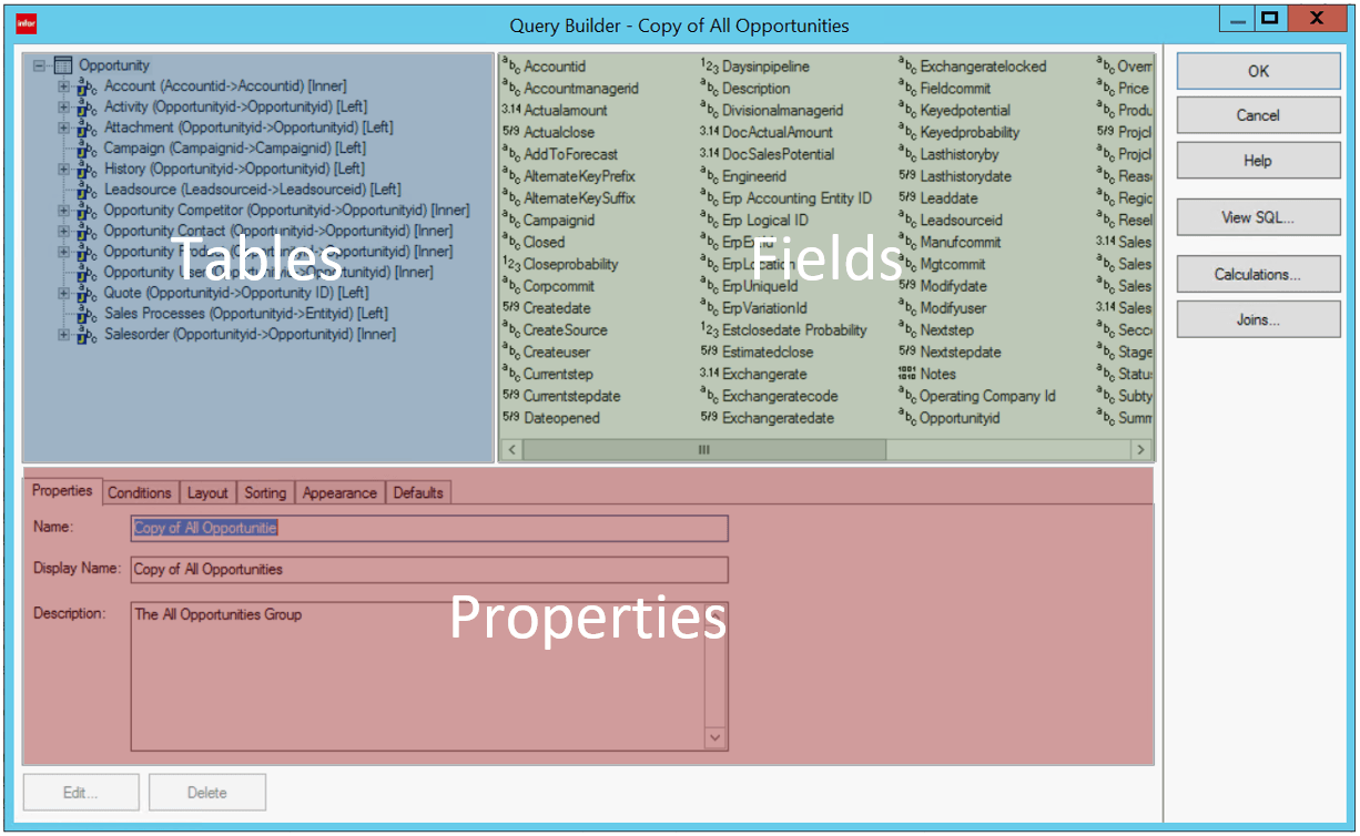 Infor CRM Query Builder