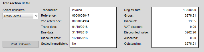 Sage 200 Transaction Detail