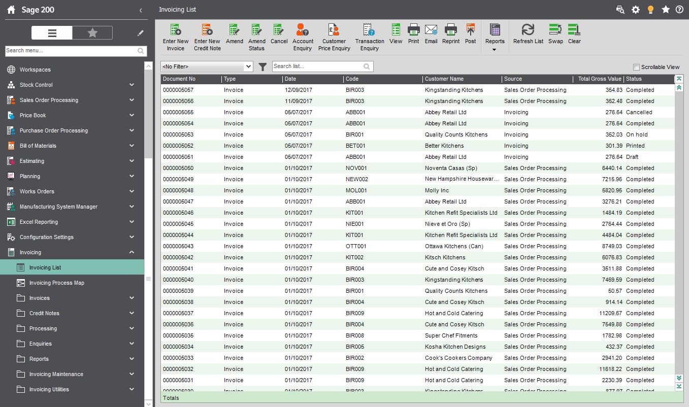 Sage 200c Invoicing