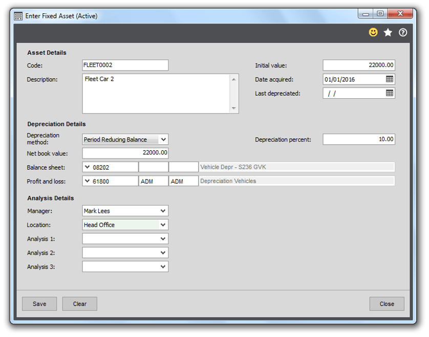 Sage 200 Fixed Assets